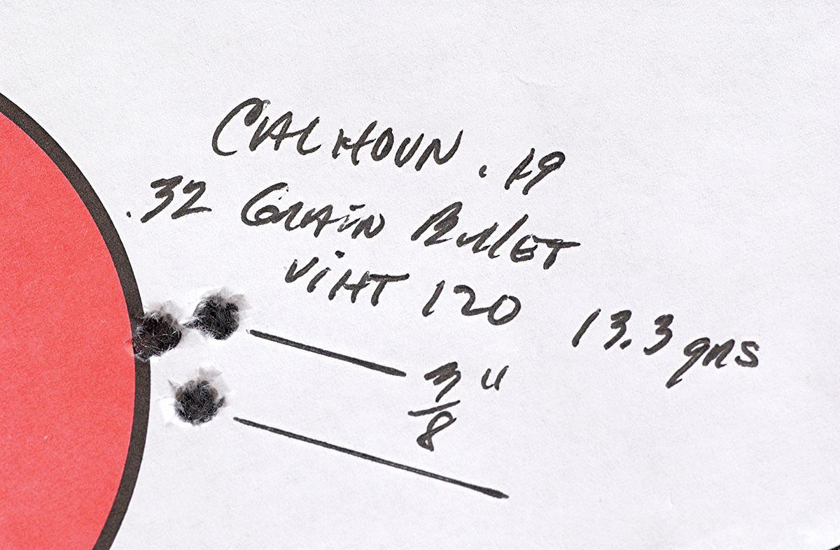 This group measures 3⁄8 inch at 100 yards.